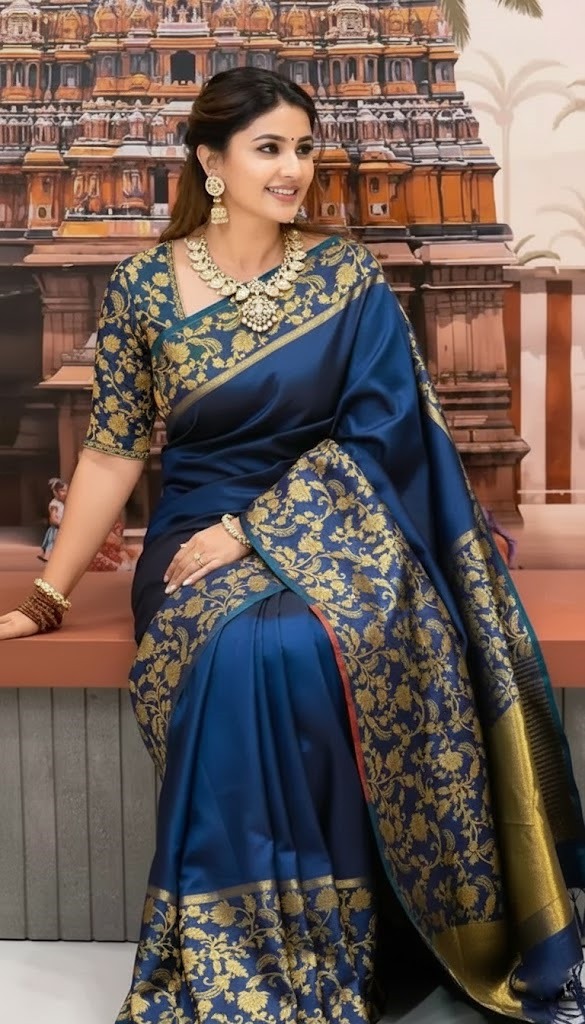 🌹Premium Pure Katan Silk Banarasi Saree (Zari Weaving) with a matching blouse piece 6023